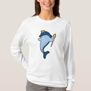 Camiseta Golfinho como rei com Funcionarios e coroa