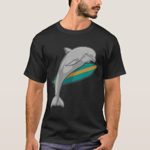 Camiseta Golfinho como Surfer com Surfboard