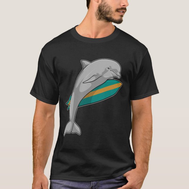 Camiseta Golfinho como Surfer com Surfboard (Frente)