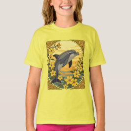 Camiseta Golfinho De Garganta Com Flores Amarelas De Jasmim