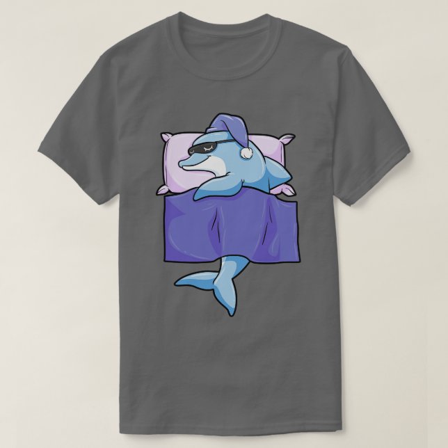 Camiseta Golfinho dormindo com edredão e travesseiro 1 (Frente do Design)