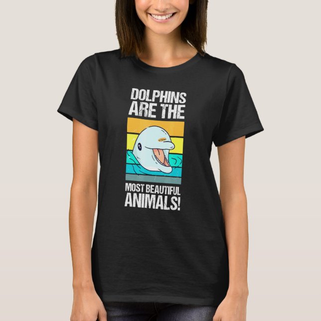 Camiseta Golfinho É Bonito - Ideia Baleia Dente Peixe (Frente)