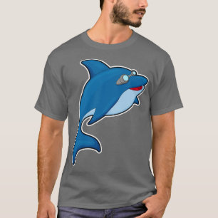 Camiseta Golfinho em Nadação com Óculos de Nadação 1