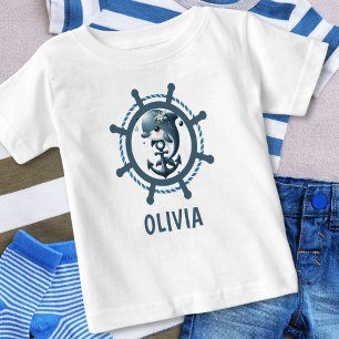 Camiseta Golfinho Fofo & Âncora dentro da Roda do Navio Náu