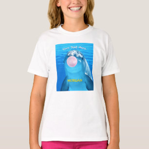 Camiseta Golfinho Fofo, Bolha de Chiclete, Nome e Mensagem