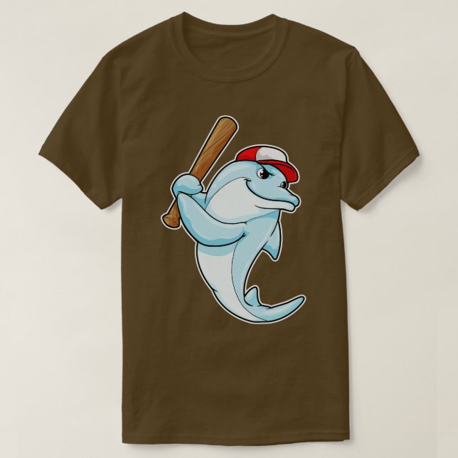 Camiseta Golfinho no Baseball como Batsman (Frente do Design)