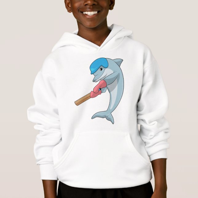 Camiseta Golfinho no Cricket com morcego de críquete (Frente)