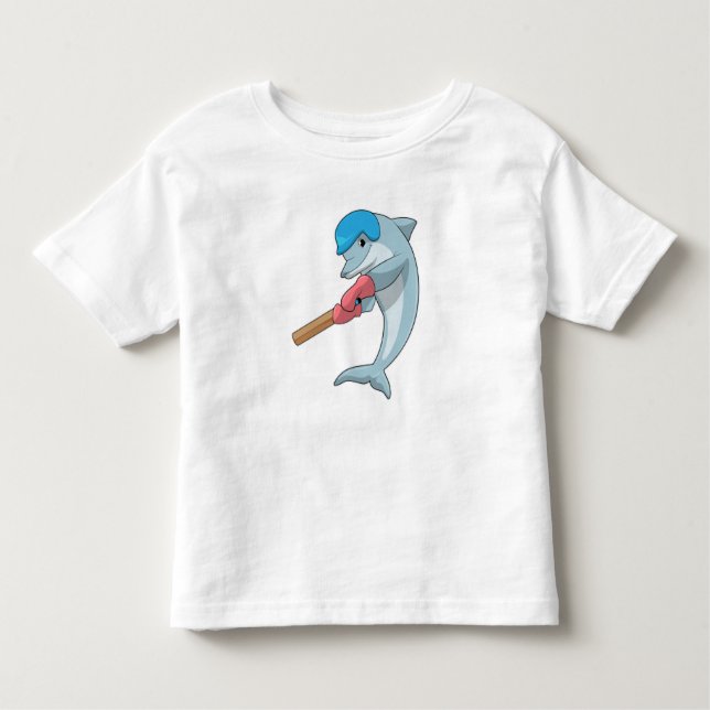 Camiseta Golfinho no Cricket com morcego de críquete (Frente)
