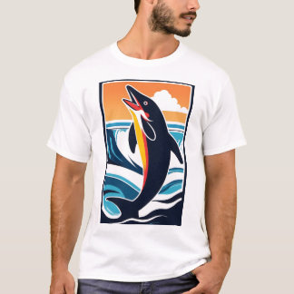 Camiseta Golfinho no Mar - Vida Marinha Majestosa