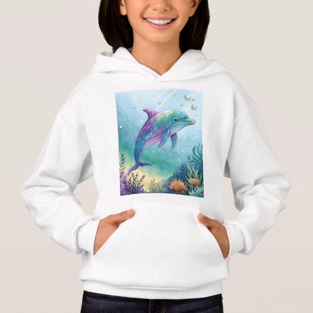 Camiseta golfinho pintado à aquarela (Frente)