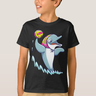 Camiseta Golfinho que joga a bola ao jogar o pólo aquátic