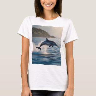 Camiseta Golfinho Saltante: Uma dança de alegria no oceano
