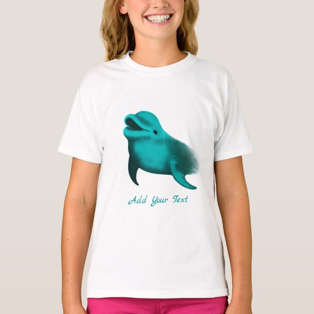 Camiseta Golfinho Sortudo - Adicione seu texto (Frente)