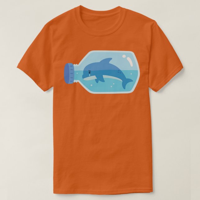 Camiseta Golfinho Triste Preso Em Garrafa Plástica (Frente do Design)