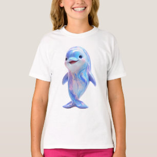 Camiseta Golfinhos Crianças Mármore Cósmico Iridescente