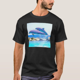 Camiseta Golfinhos De Gargalose Atlântica Quebrando Água