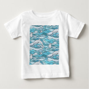 Camiseta Golfinhos de Vidro Colorido Oceano Azul