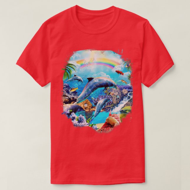 Camiseta Golfinhos-do-arco-íris 1 (Frente do Design)