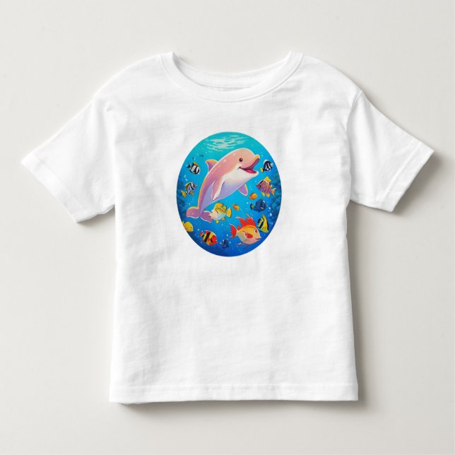 Camiseta Golfinhos e Peixes Tropicais Submarinos (Frente)