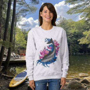 Camiseta Golfinhos Flores de Lotus Cerejeiros