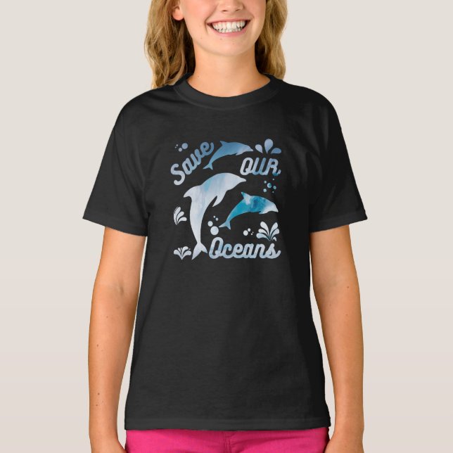 Camiseta Golfinhos/Salvem Nossa Camisa-T Oceânica (Frente)