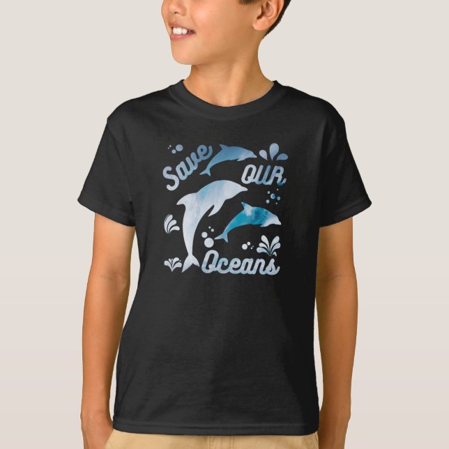 Camiseta Golfinhos/Salvem nossos Oceanos (Frente)