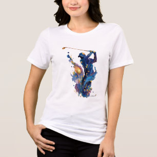 Camiseta Golfista Abstrato   Arte de Ação em Tinta Fluida e