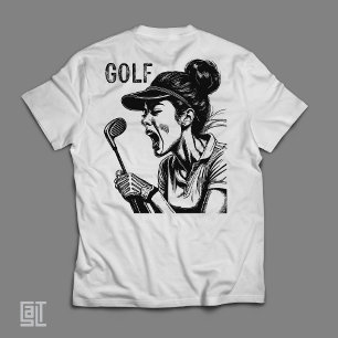 Camiseta Golfista Feminina Gritando Ferozmente - Mulher Eng