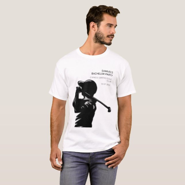 Camiseta Golfista negro Viagem de golfe Despedida de soltei (Frente Completa)