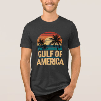 Camiseta Golfo da América Retro Sunset Palm Trees Vintage