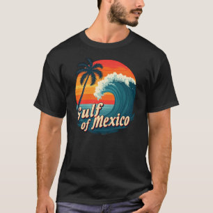 Camiseta Golfo do México: Design de árvores de vintage Wave