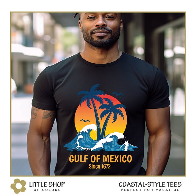 Camiseta Golfo do México Palmeiras ao Pôr do Sol (Criador carregado)