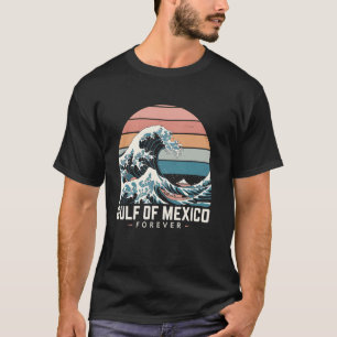 Camiseta Golfo do México Para Sempre Onda do Pôr do Sol Ret