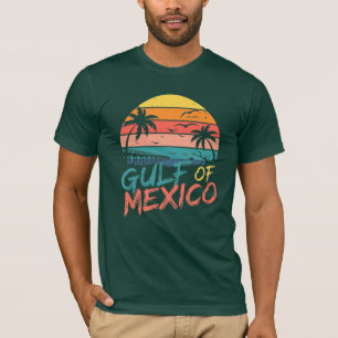 Camiseta Golfo do México Retro Tropical Sunset Beach Vibes