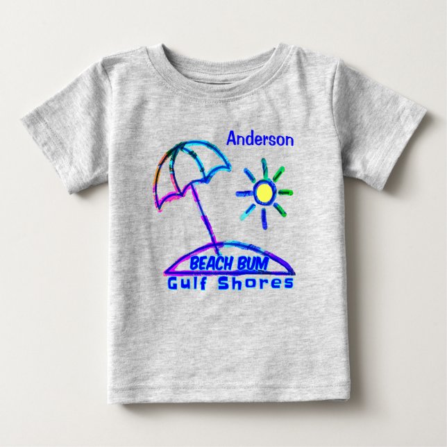 Camiseta Golfo Shores, Alabama Finger Paint Beach Umbrella (Frente)