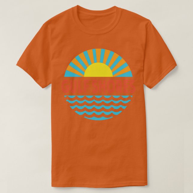 Camiseta Golfo Shores Beach Sun E Waves (Frente do Design)