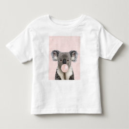 Camiseta Goma de bolhas rosa soprando o Urso Koala