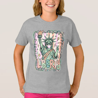 Camiseta Goma de Mascar da Estátua da Liberdade Engraçada P
