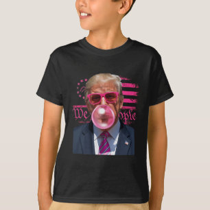 Camiseta Goma de Mascar Donald Trump Engraçada Rosa 4 de Ju