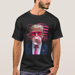 Camiseta Goma de Mascar Trump Rosa 4 de Julho Bandeira Amer