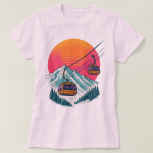 Camiseta Gôndola de Esqui Retro ao Pôr do Sol - Teleférico 