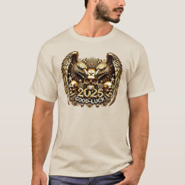 Camiseta Good Luck 2025 Doppeladler Totenkopf Gold
