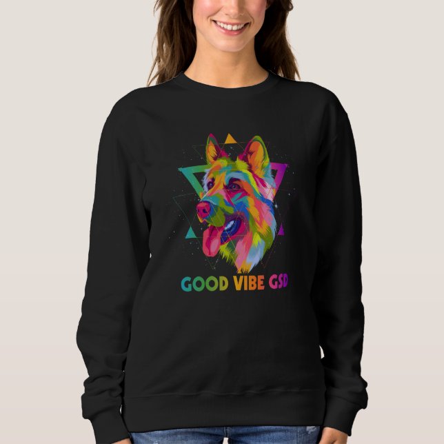 Camiseta Good Vibe GSD German Shepherd Motivational Quote S (Frente)