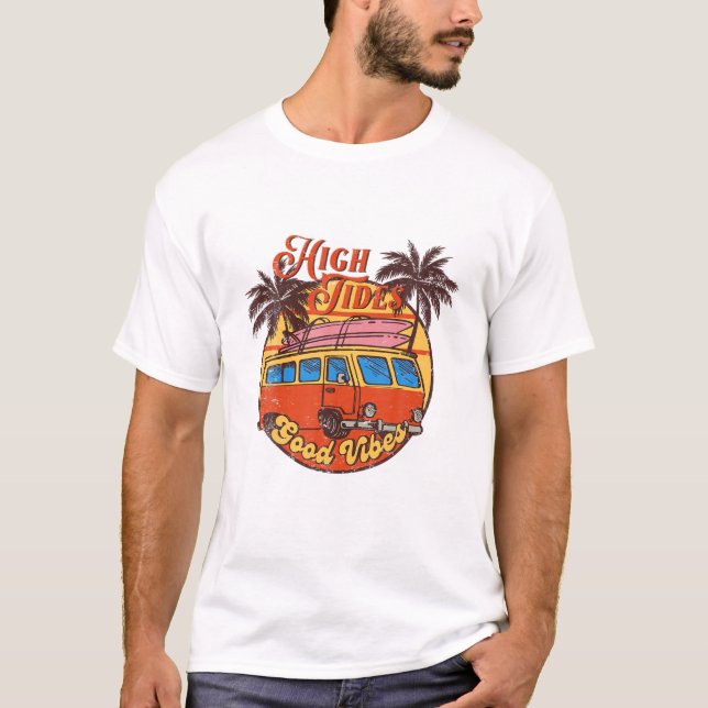 Camiseta Good Vibes High Tides Retro 60S Faded Summer Gift (Frente)