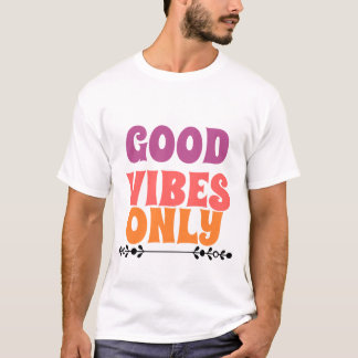 Camiseta Good Vibes Only Retro Pink Purple Orange Positive 