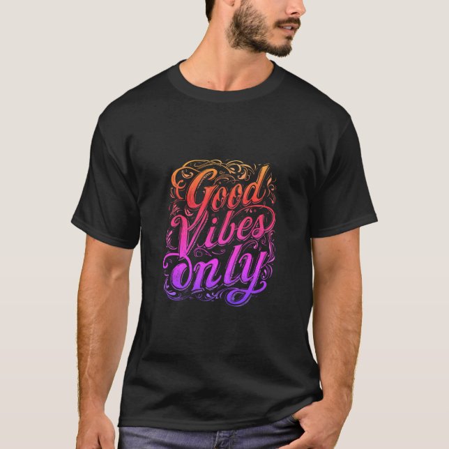 Camiseta Good Vibes Only Script keychains and lanyards (Frente)