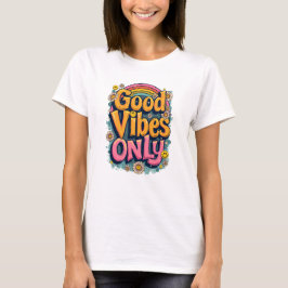 Camiseta Good Vibes Retro Rainbow Positive