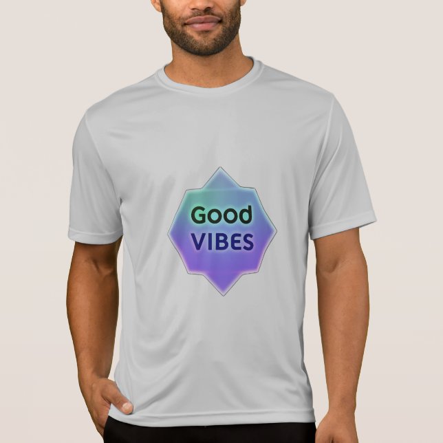 Camiseta "Good Vibes" Text on Gradient Star Shape (Frente)