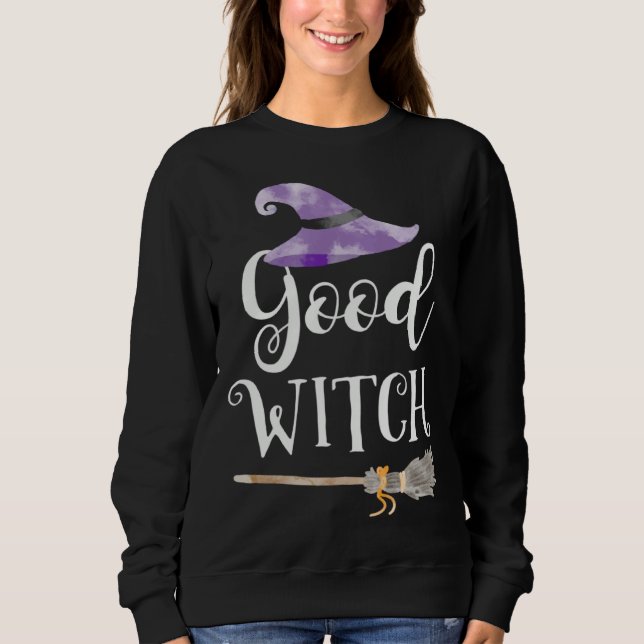 Camiseta Good Witch Cute Hat Broomstick Halloween Tee (Frente)