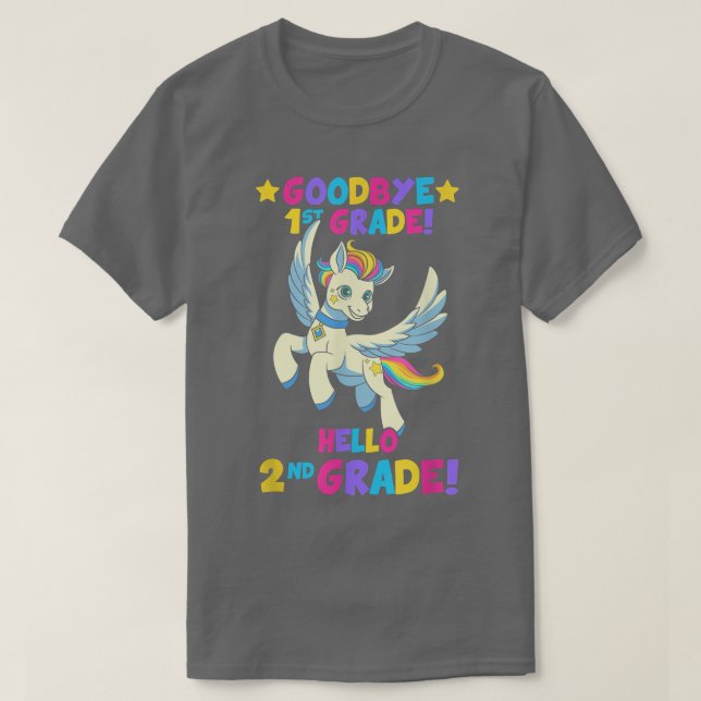 Camiseta Goodbye 1rua Grade Hello segundo Grade Unicorn De  (Frente do Design)